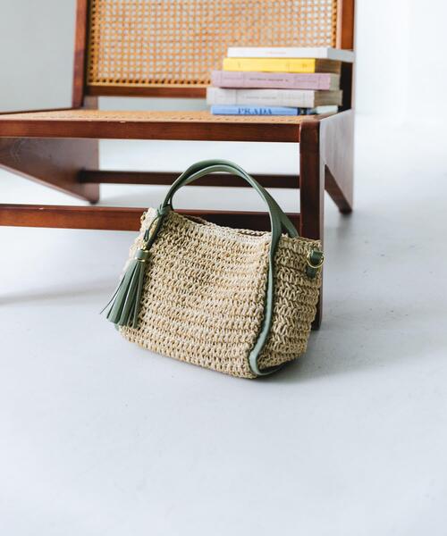 RODE SKO（ロデスコ）の「タッセル付ペーパーミニバッグ（ハンドバッグ・レディース・ミント/キャメル/オフホワイト・ONE）」の3枚目の写真