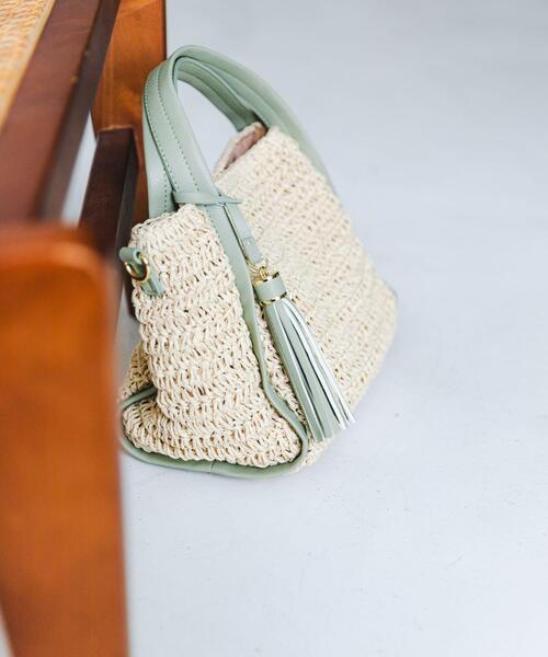 RODE SKO（ロデスコ）の「タッセル付ペーパーミニバッグ（ハンドバッグ・レディース・ミント/キャメル/オフホワイト・ONE）」の11枚目の写真