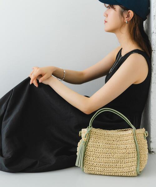 RODE SKO（ロデスコ）の「タッセル付ペーパーミニバッグ（ハンドバッグ・レディース・ミント/キャメル/オフホワイト・ONE）」の5枚目の写真