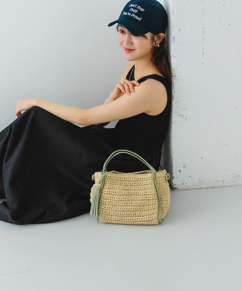 RODE SKO（ロデスコ）の「タッセル付ペーパーミニバッグ（ハンドバッグ・レディース・ミント/キャメル/オフホワイト・ONE）」の6枚目の写真