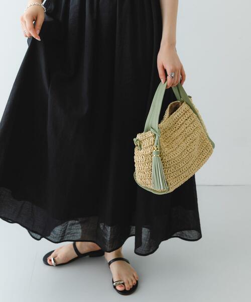 RODE SKO（ロデスコ）の「タッセル付ペーパーミニバッグ（ハンドバッグ・レディース・ミント/キャメル/オフホワイト・ONE）」の7枚目の写真