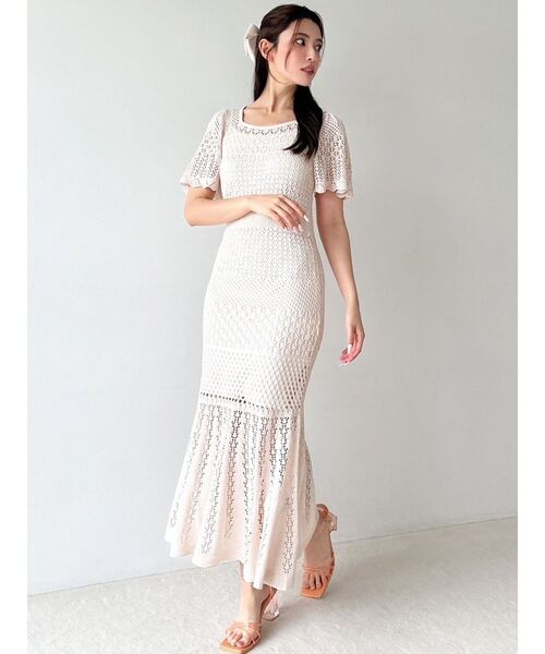 RESEXXY（リゼクシー）の「クロシェニットワンピース（ワンピース・レディース・ピンク/アイボリー/ブラック/ミント・FREE）」の10枚目の写真