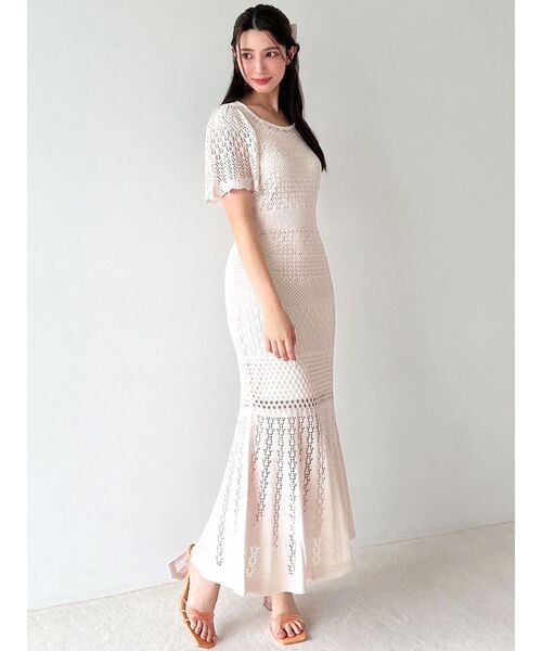 RESEXXY（リゼクシー）の「クロシェニットワンピース（ワンピース・レディース・ピンク/アイボリー/ブラック/ミント・FREE）」の11枚目の写真