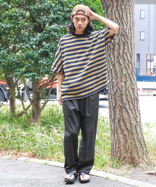 niko and...(ニコアンド)の「ドルマンアソートボーダーTシャツ(Tシャツ/カットソー・メンズ・ブルー/パープル/ブラック・MEDIUM/LARGE)」の4枚目の写真