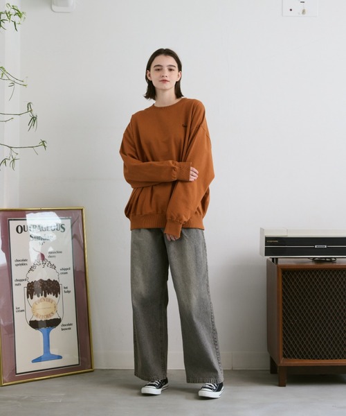 flaner（フラネ）の「Loose flaner logo sweat / ルーズflanerロゴスウェット（スウェット・レディース・グレー/ブラック/ネイビー/オレンジ・SMALL/MEDIUM/LARGE）」の14枚目の写真