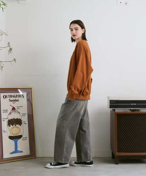 flaner（フラネ）の「Loose flaner logo sweat / ルーズflanerロゴスウェット（スウェット・レディース・グレー/ブラック/ネイビー/オレンジ・SMALL/MEDIUM/LARGE）」の16枚目の写真