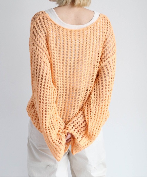 cepo（セポ）の「スパンコールスカシアミニット（ニット/セーター・レディース・グリーン/オレンジ/オフホワイト・M）」の2枚目の写真