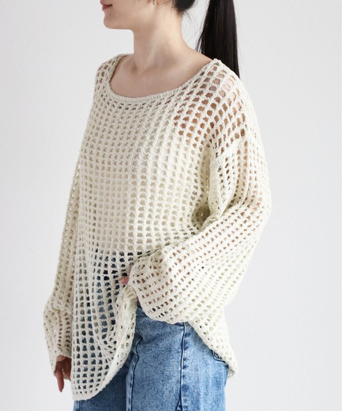 cepo（セポ）の「スパンコールスカシアミニット（ニット/セーター・レディース・グリーン/オレンジ/オフホワイト・M）」の11枚目の写真