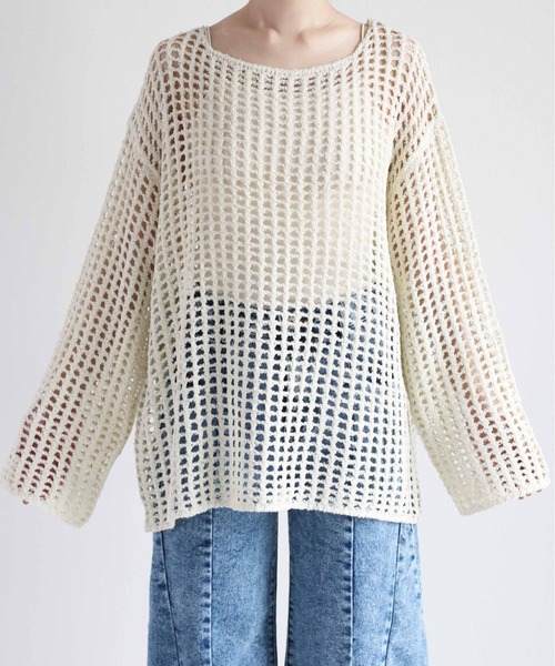 cepo（セポ）の「スパンコールスカシアミニット（ニット/セーター・レディース・グリーン/オレンジ/オフホワイト・M）」の7枚目の写真