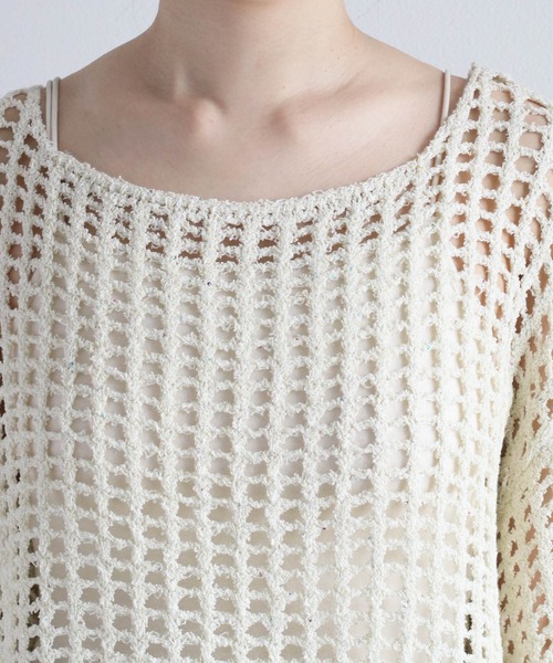 cepo（セポ）の「スパンコールスカシアミニット（ニット/セーター・レディース・グリーン/オレンジ/オフホワイト・M）」の9枚目の写真