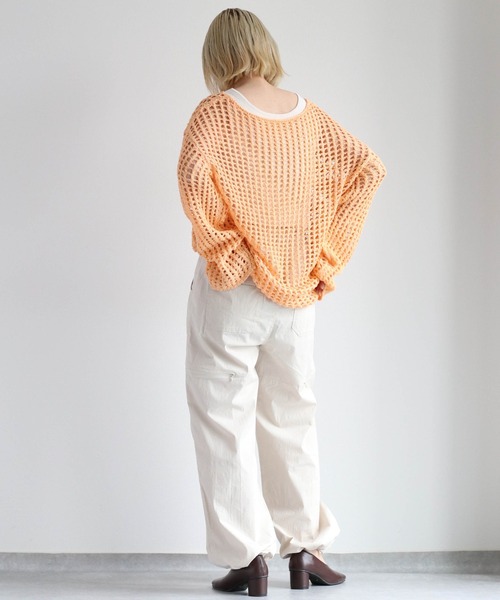 cepo（セポ）の「スパンコールスカシアミニット（ニット/セーター・レディース・グリーン/オレンジ/オフホワイト・M）」の6枚目の写真