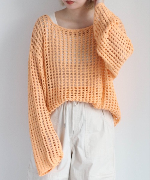 cepo（セポ）の「スパンコールスカシアミニット（ニット/セーター・レディース・グリーン/オレンジ/オフホワイト・M）」の10枚目の写真