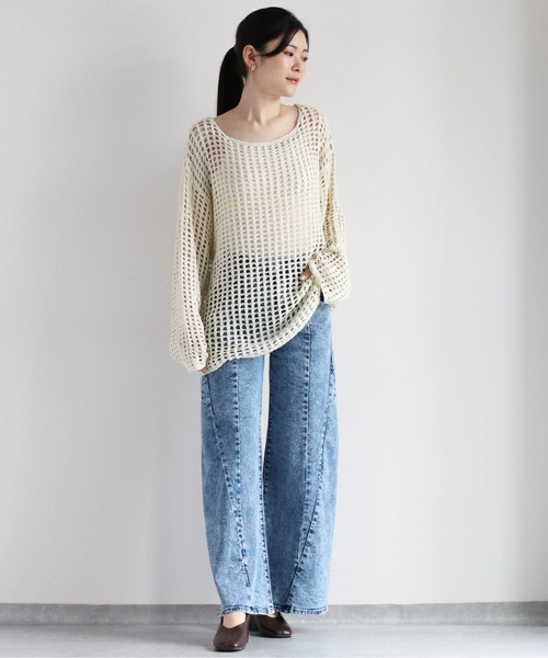 cepo（セポ）の「スパンコールスカシアミニット（ニット/セーター・レディース・グリーン/オレンジ/オフホワイト・M）」の15枚目の写真