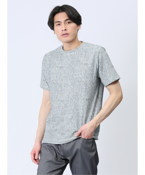 TAKA-Q(タカキュー)の「【ストレッチ】タカキュー メッシュ 転写プリント クルーネック 半袖 Tシャツ(Tシャツ/カットソー・メンズ・ライトグレー/ブルー/ホワイト×ブラック・LARGE/X-LARGE/MEDIUM)」の1枚目の写真