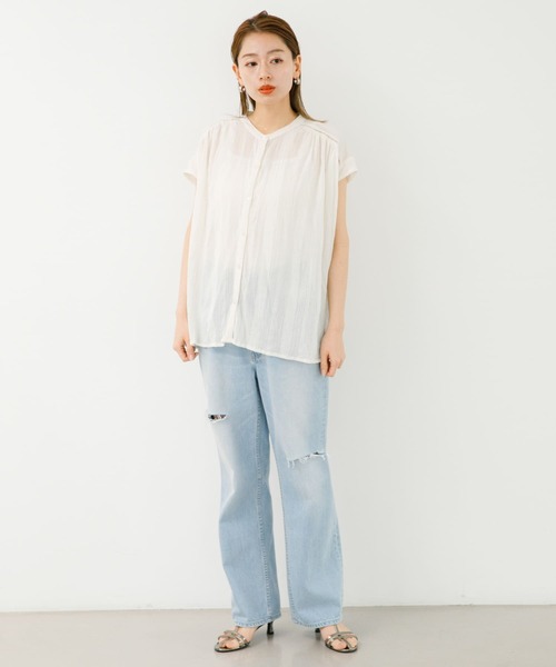URBAN RESEARCH Sonny Label(アーバンリサーチサニーレーベル)の「『WEB限定』楊柳ドビーギャザーブラウス(シャツ/ブラウス・レディース・レッド/オフホワイト/ブルー系その他/ブラック・FREE)」の20枚目の写真