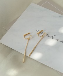 colleca la（コレカラ）の「ノンホール・ショートバー×チェーンのイヤリング（イヤリング）」