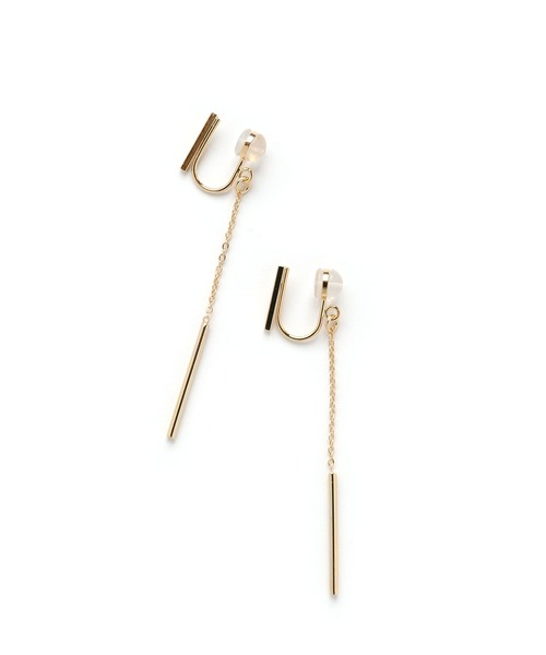 colleca la(コレカラ)の「ノンホール・ショートバー×チェーンのイヤリング(イヤリング・レディース・シルバー/ゴールド・FREE)」の9枚目の写真