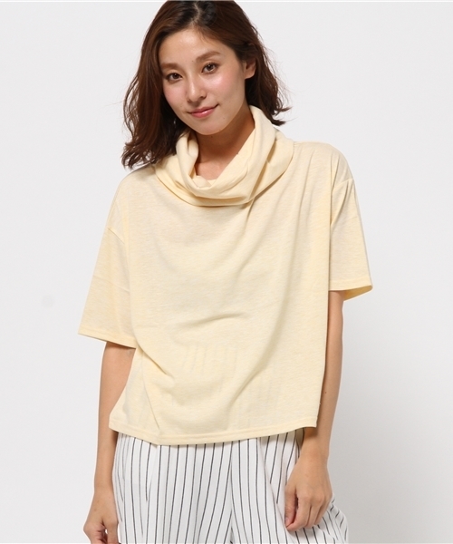 OUTLET(アウトレット)の「【Ciaopanic】TR天竺5分袖オフタートル(Tシャツ/カットソー・レディース・ホワイト/ブルー/グレー/ライトイエロー・FREE)」の4枚目の写真