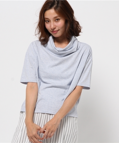 OUTLET(アウトレット)の「【Ciaopanic】TR天竺5分袖オフタートル(Tシャツ/カットソー・レディース・ホワイト/ブルー/グレー/ライトイエロー・FREE)」の1枚目の写真