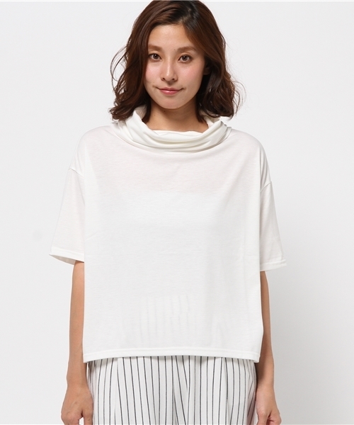OUTLET(アウトレット)の「【Ciaopanic】TR天竺5分袖オフタートル(Tシャツ/カットソー・レディース・ホワイト/ブルー/グレー/ライトイエロー・FREE)」の5枚目の写真