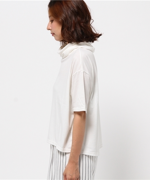 OUTLET(アウトレット)の「【Ciaopanic】TR天竺5分袖オフタートル(Tシャツ/カットソー・レディース・ホワイト/ブルー/グレー/ライトイエロー・FREE)」の6枚目の写真