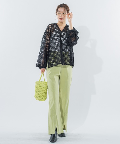 VICKY(ビッキー)の「【脚長効果抜群】センタースリットパンツ《手洗い可能》(スラックス・レディース・ベージュ/ブラック/グリーン・M)」の9枚目の写真