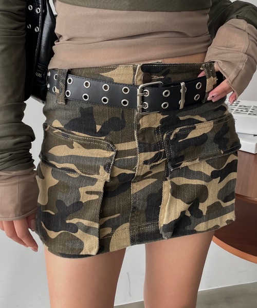 SHAGGIE（シャギー）の「【インナーショーツ付き】迷彩柄ローライズミニスカート（スカート・レディース・ブラック/カモフラージュ・SMALL/MEDIUM）」の21枚目の写真