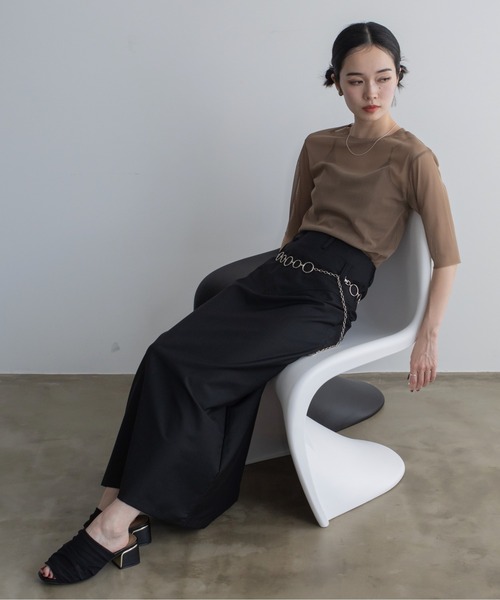 VACANCY(ヴァカンシー)の「ハーフスリーブクルーシアートップス(Tシャツ/カットソー・レディース・ブラック/レッド/ライトブルー/グレー/ブラウン/グリーン・FREE)」の16枚目の写真