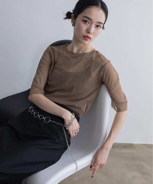 VACANCY(ヴァカンシー)の「ハーフスリーブクルーシアートップス(Tシャツ/カットソー・レディース・ブラック/レッド/ライトブルー/グレー/ブラウン/グリーン・FREE)」の22枚目の写真