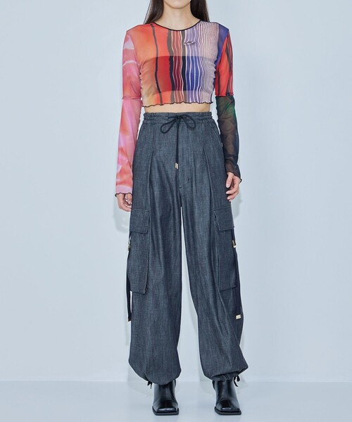 AKIKOAOKI（アキコアオキ）の「【AKIKOAOKI/アキコアオキ】wide work trousers-02（カーゴパンツ・レディース・ブラック・FREE）」の3枚目の写真