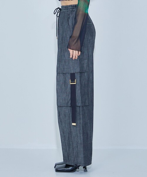 AKIKOAOKI（アキコアオキ）の「【AKIKOAOKI/アキコアオキ】wide work trousers-02（カーゴパンツ・レディース・ブラック・FREE）」の5枚目の写真