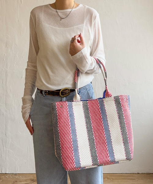 LBC（エルビーシー）の「雑材モザイクA4トートバッグ（トートバッグ・レディース・ネイビー/オレンジ系/オレンジ/レッド/ダークネイビー・FREE）」の6枚目の写真