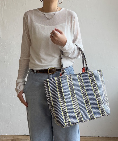 LBC（エルビーシー）の「雑材モザイクA4トートバッグ（トートバッグ・レディース・ネイビー/オレンジ系/オレンジ/レッド/ダークネイビー・FREE）」の7枚目の写真