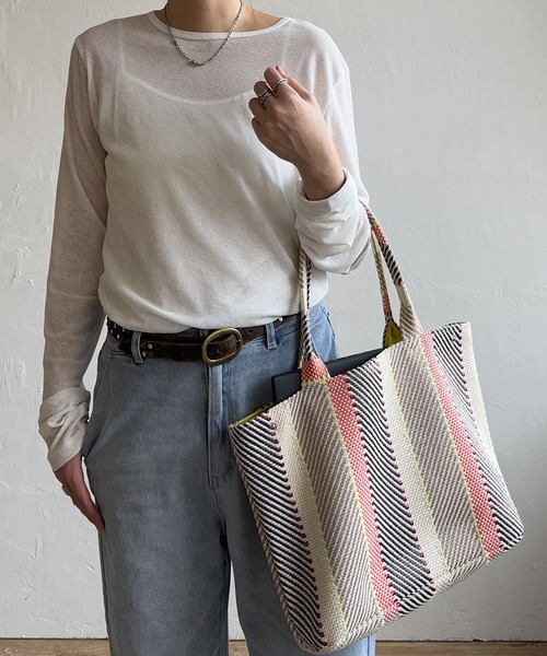 LBC（エルビーシー）の「雑材モザイクA4トートバッグ（トートバッグ・レディース・ネイビー/オレンジ系/オレンジ/レッド/ダークネイビー・FREE）」の12枚目の写真