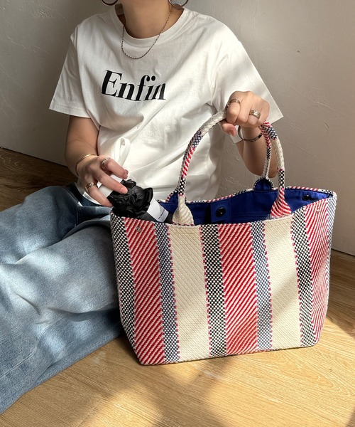 LBC（エルビーシー）の「雑材モザイクA4トートバッグ（トートバッグ・レディース・ネイビー/オレンジ系/オレンジ/レッド/ダークネイビー・FREE）」の15枚目の写真