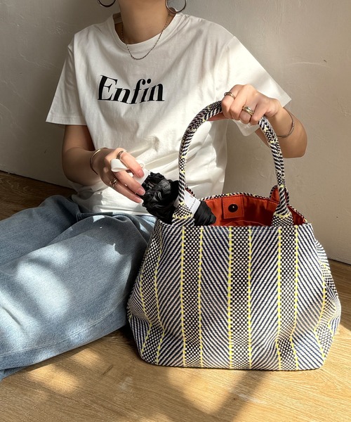 LBC（エルビーシー）の「雑材モザイクA4トートバッグ（トートバッグ・レディース・ネイビー/オレンジ系/オレンジ/レッド/ダークネイビー・FREE）」の13枚目の写真