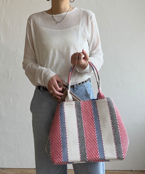 LBC（エルビーシー）の「雑材モザイクA4トートバッグ（トートバッグ・レディース・ネイビー/オレンジ系/オレンジ/レッド/ダークネイビー・FREE）」の19枚目の写真