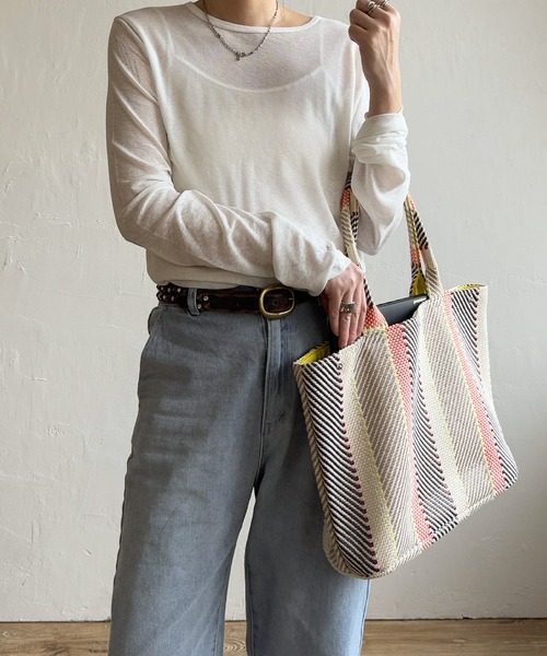 LBC（エルビーシー）の「雑材モザイクA4トートバッグ（トートバッグ・レディース・ネイビー/オレンジ系/オレンジ/レッド/ダークネイビー・FREE）」の21枚目の写真