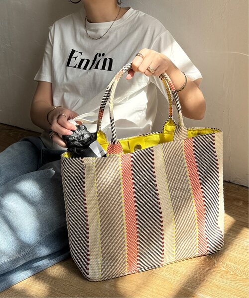 LBC（エルビーシー）の「雑材モザイクA4トートバッグ（トートバッグ・レディース・ネイビー/オレンジ系/オレンジ/レッド/ダークネイビー・FREE）」の20枚目の写真