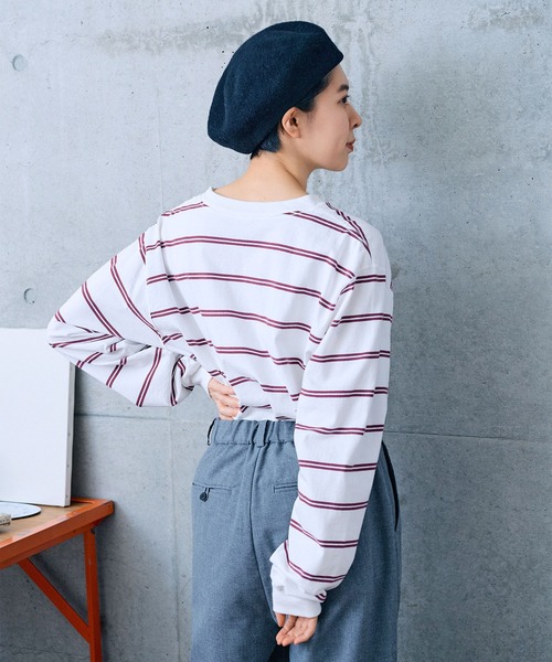 【セール】切り替えボーダー ポケットカットソー（Tシャツ/カットソー）｜PAR ICI（パーリッシィ）