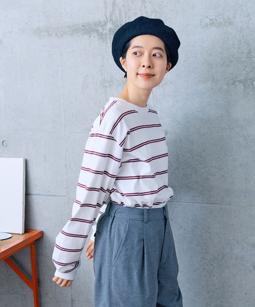 【セール】切り替えボーダー ポケットカットソー（Tシャツ/カットソー）｜PAR ICI（パーリッシィ）