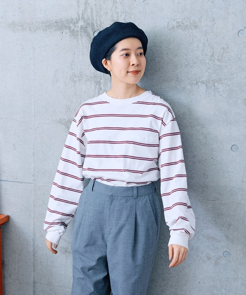 【セール】切り替えボーダー ポケットカットソー（Tシャツ/カットソー）｜PAR ICI（パーリッシィ）