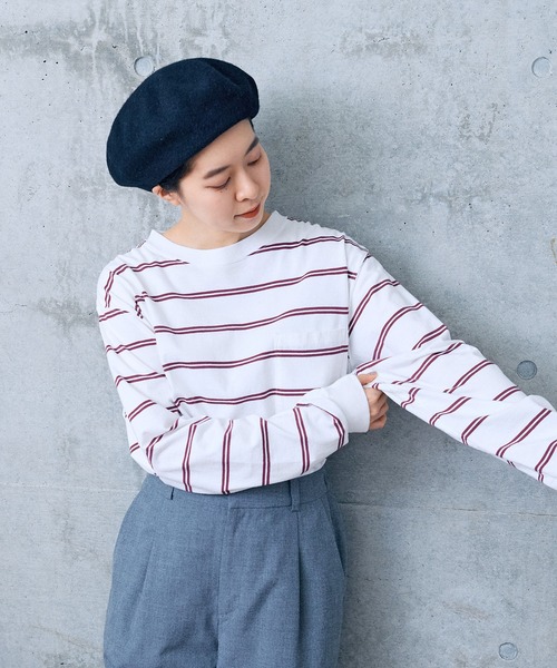 【セール】切り替えボーダー ポケットカットソー（Tシャツ/カットソー）｜PAR ICI（パーリッシィ）