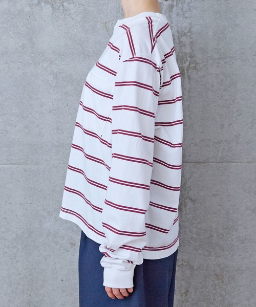 【セール】切り替えボーダー ポケットカットソー（Tシャツ/カットソー）｜PAR ICI（パーリッシィ）