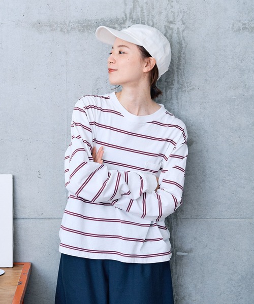 【セール】切り替えボーダー ポケットカットソー（Tシャツ/カットソー）｜PAR ICI（パーリッシィ）