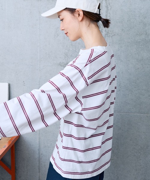 【セール】切り替えボーダー ポケットカットソー（Tシャツ/カットソー）｜PAR ICI（パーリッシィ）