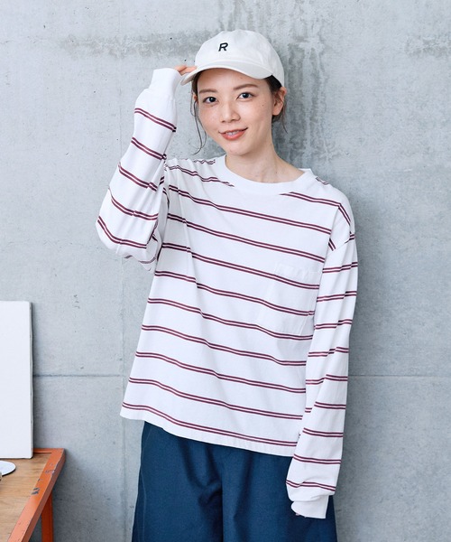 【セール】切り替えボーダー ポケットカットソー（Tシャツ/カットソー）｜PAR ICI（パーリッシィ）