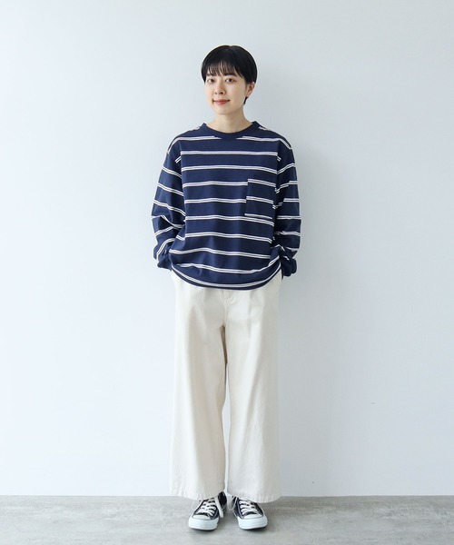 【セール】切り替えボーダー ポケットカットソー（Tシャツ/カットソー）｜PAR ICI（パーリッシィ）