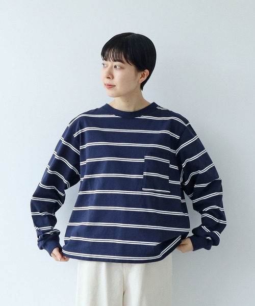 【セール】切り替えボーダー ポケットカットソー（Tシャツ/カットソー）｜PAR ICI（パーリッシィ）