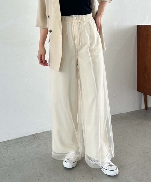 archives（アルシーヴ）の「チュールレイヤードパンツ（その他パンツ・レディース・アイボリー/ブラック/ブルーグレー・MEDIUM）」の2枚目の写真